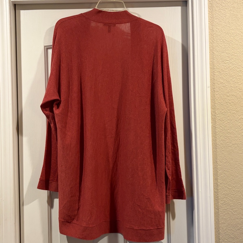 Eileen Fisher Women's Open Front Cardigan Sweater - Rust XL Like New - Picture 5 of 6
